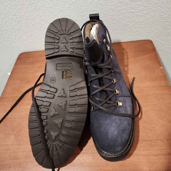 Steel Blue Suede Commando Sole Boots - Picture 3 of 4